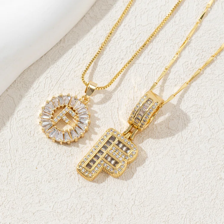 14K Diamond Letter Initial Necklaces Set (2-Piece) - Image 10
