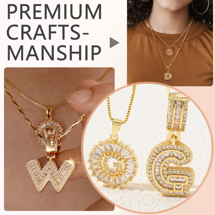 14K Diamond Letter Initial Necklaces Set (2-Piece) - Image 3