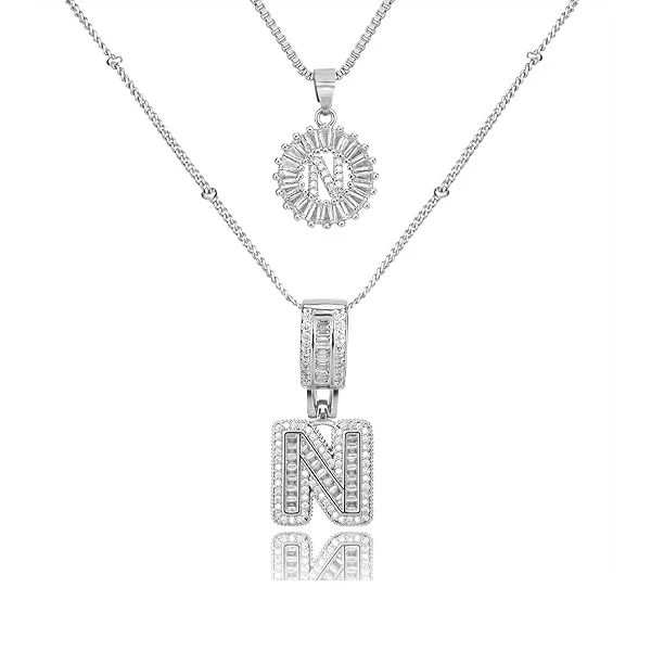 14K Diamond Letter Initial Necklaces Set (2-Piece) - Image 44