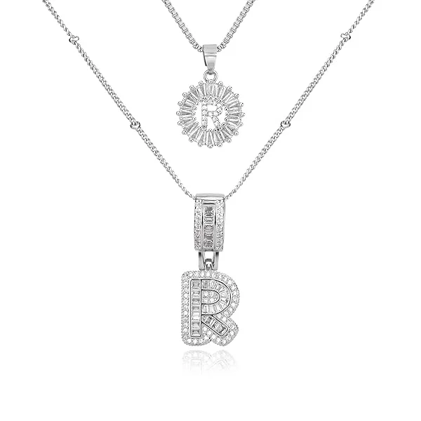 14K Diamond Letter Initial Necklaces Set (2-Piece) - Image 48
