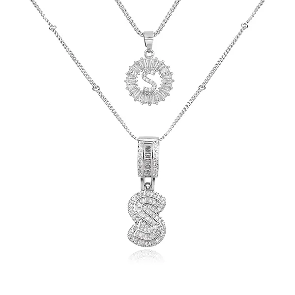 14K Diamond Letter Initial Necklaces Set (2-Piece) - Image 49
