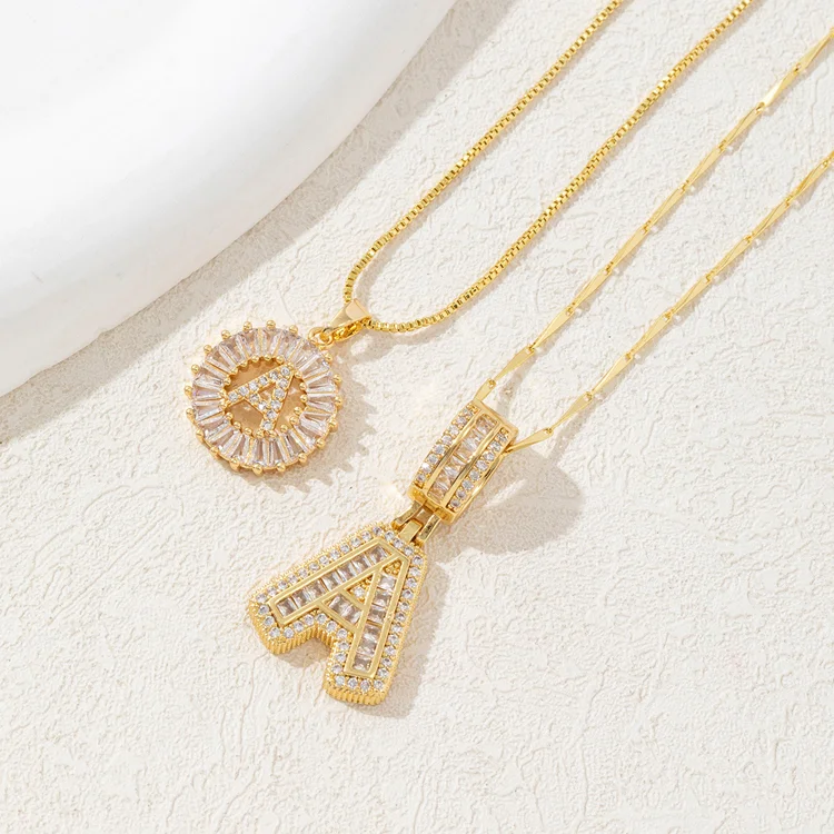14K Diamond Letter Initial Necklaces Set (2-Piece) - Image 5