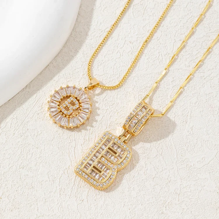 14K Diamond Letter Initial Necklaces Set (2-Piece) - Image 6