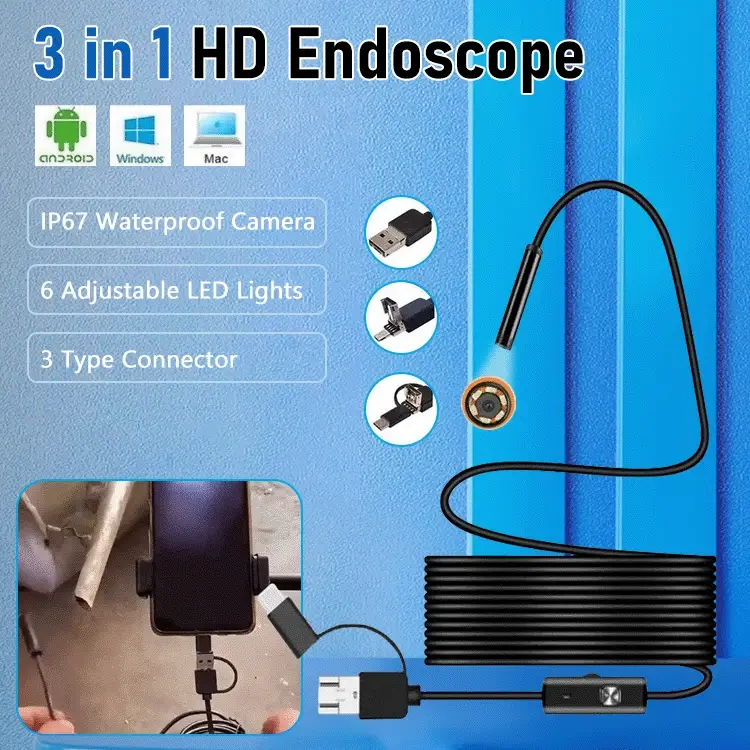 🔎 Plug-and-Play Endoscope Camera with Light