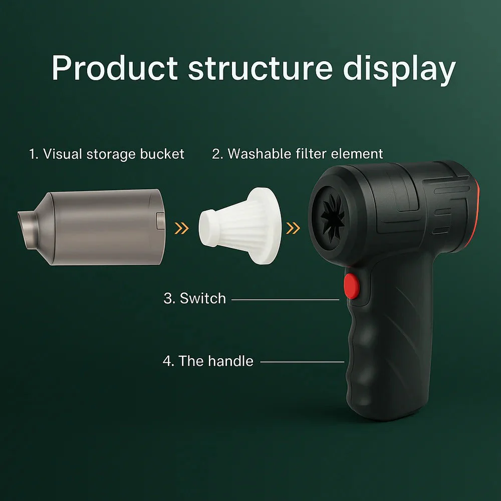 Cordless Car Vacuum Cleaner – 8000Pa Suction, Lightweight & Powerful Handheld - Image 3