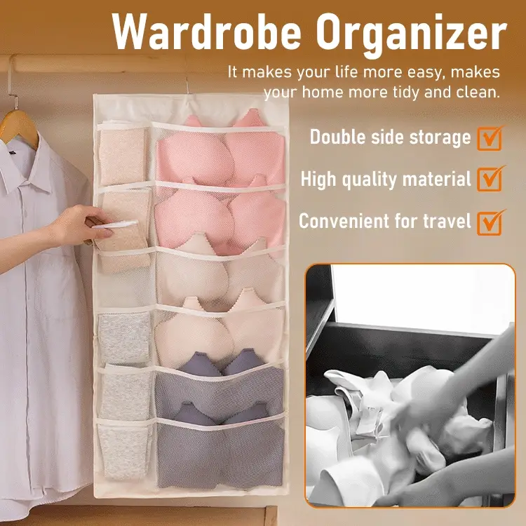 Hanging Underwear Organizer — One Pocket Per Item, No More Mess