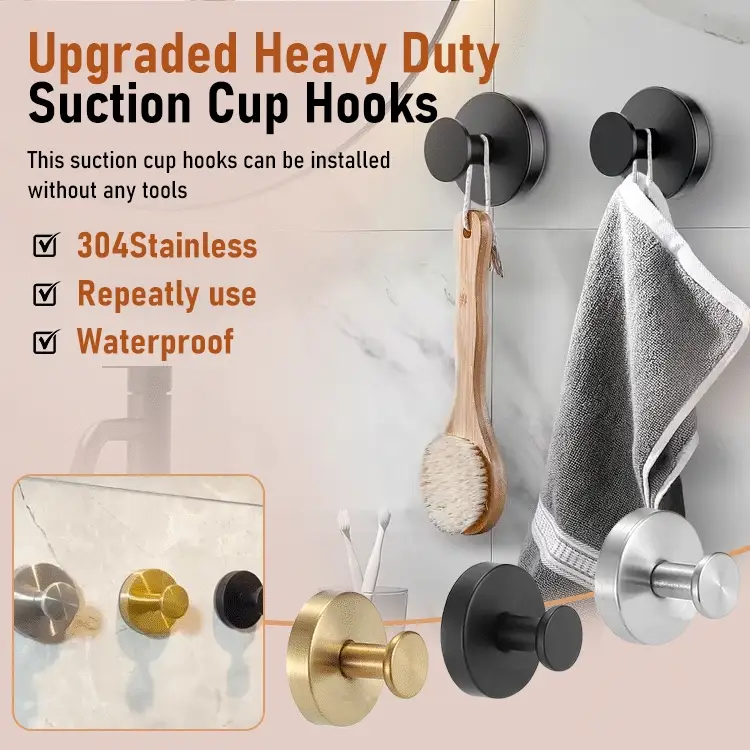 No-Drill Heavy-Duty Suction Cup Hooks — Strong Hold, Zero Damage