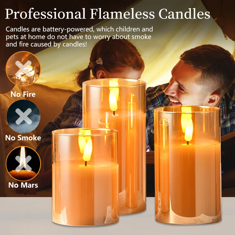 LumiFlick - Flameless LED Candles (3-Piece Set with Remote) - Image 2