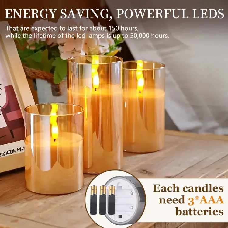 LumiFlick - Flameless LED Candles (3-Piece Set with Remote) - Image 3