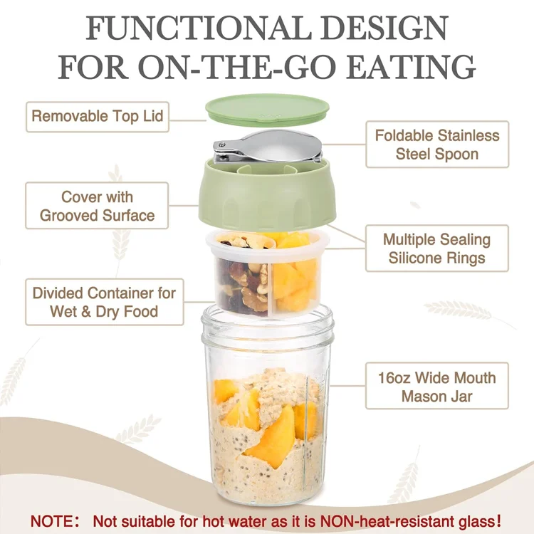 Overnight Oats Containers with Lids & Spoons - Image 3