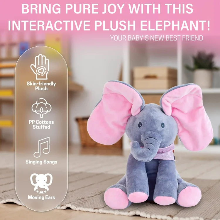 Peek-a-Boo Singing Elephant Plush Toy – Interactive Baby Gift - Image 2