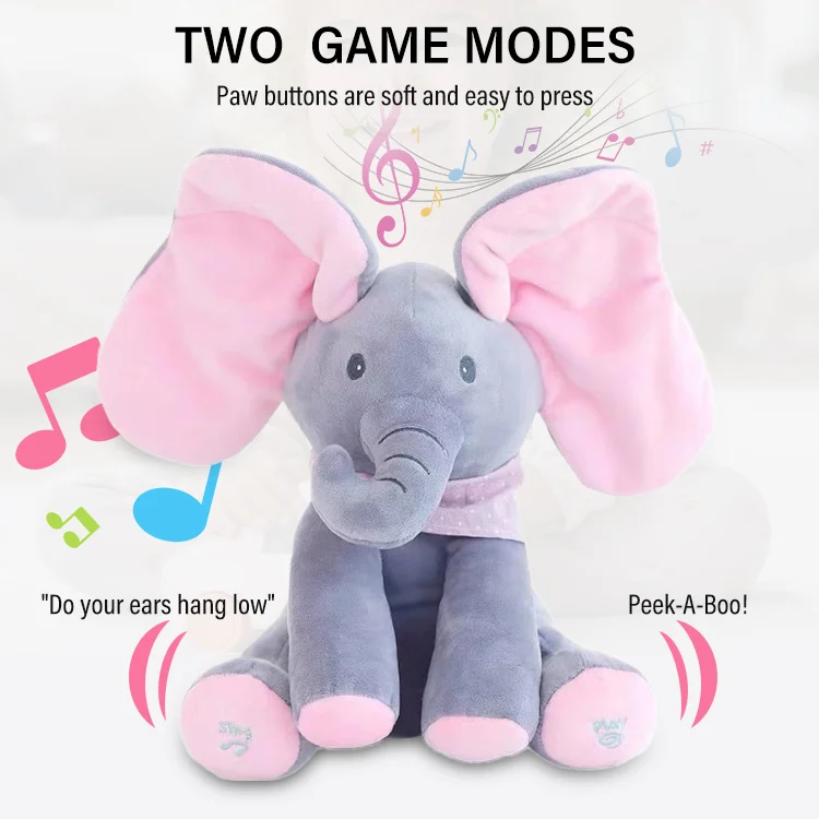 Peek-a-Boo Singing Elephant Plush Toy – Interactive Baby Gift - Image 3