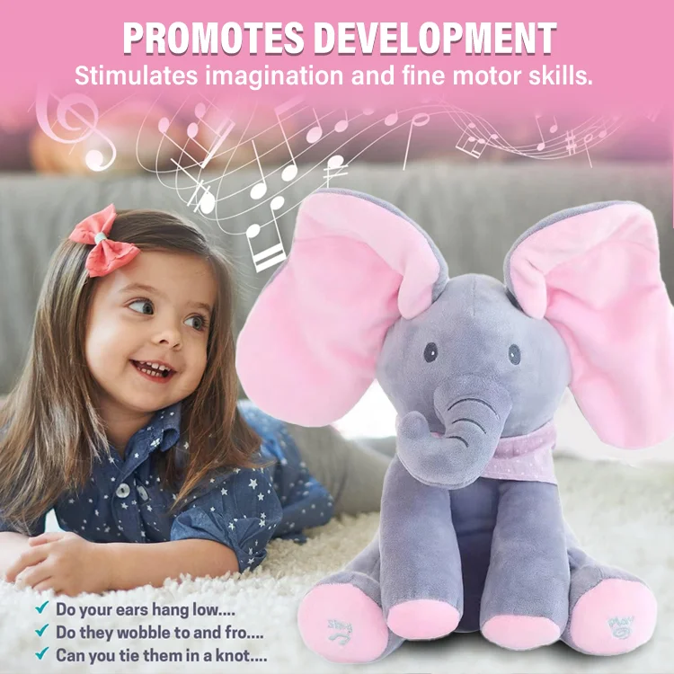 Peek-a-Boo Singing Elephant Plush Toy – Interactive Baby Gift - Image 4