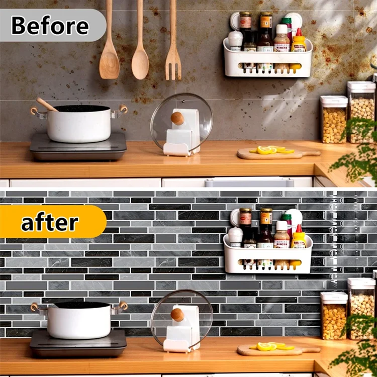 Peel & Stick PVC Backsplash Tiles — 12-Pack (4.7″ × 9.7″ Tiles) - Image 2