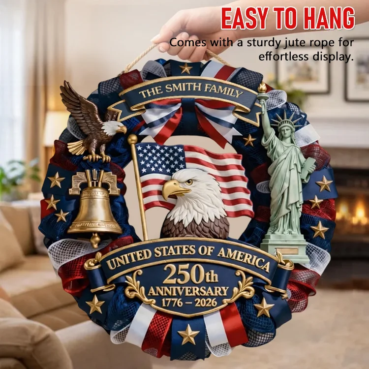 Personalized American 250th Anniversary Wooden Sign – Family Forever United - Image 2