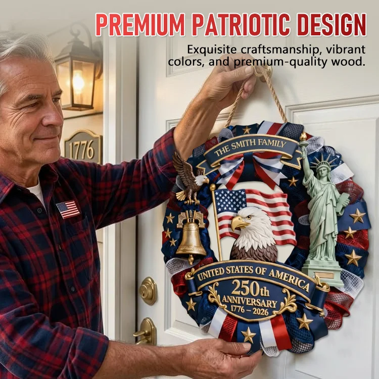 Personalized American 250th Anniversary Wooden Sign – Family Forever United - Image 3