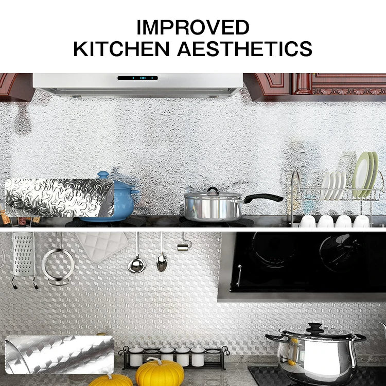 Metallic Peel & Stick Kitchen Wallpaper – Oil & Water Resistant (2 Rolls) - Image 2