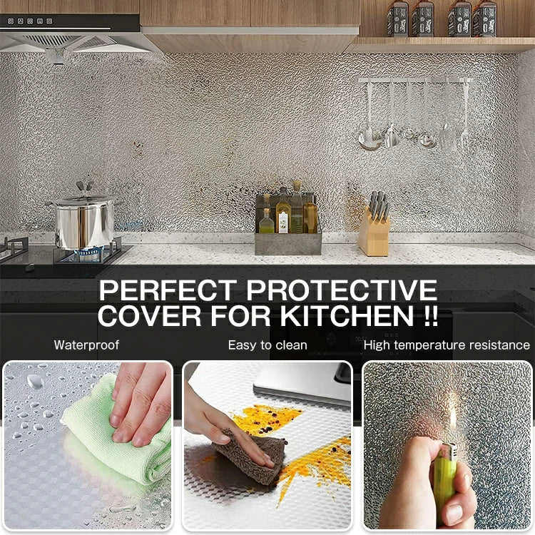 Metallic Peel & Stick Kitchen Wallpaper – Oil & Water Resistant (2 Rolls) - Image 3
