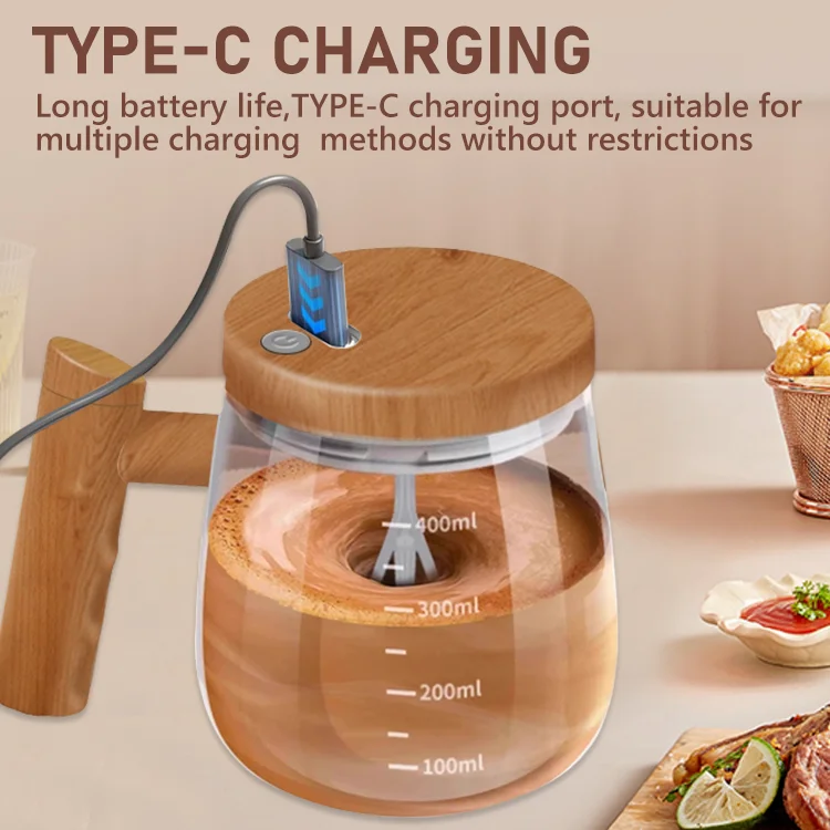 Premium Wood-Grain Self-Stirring Mug - Image 3