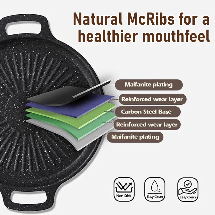 Round Carbon Steel Non-Stick Grill Pan - Image 2