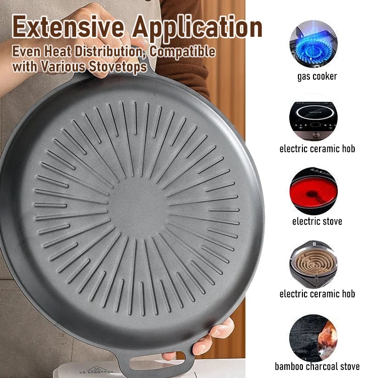 Round Carbon Steel Non-Stick Grill Pan - Image 3