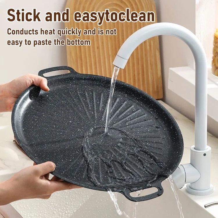 Round Carbon Steel Non-Stick Grill Pan - Image 4