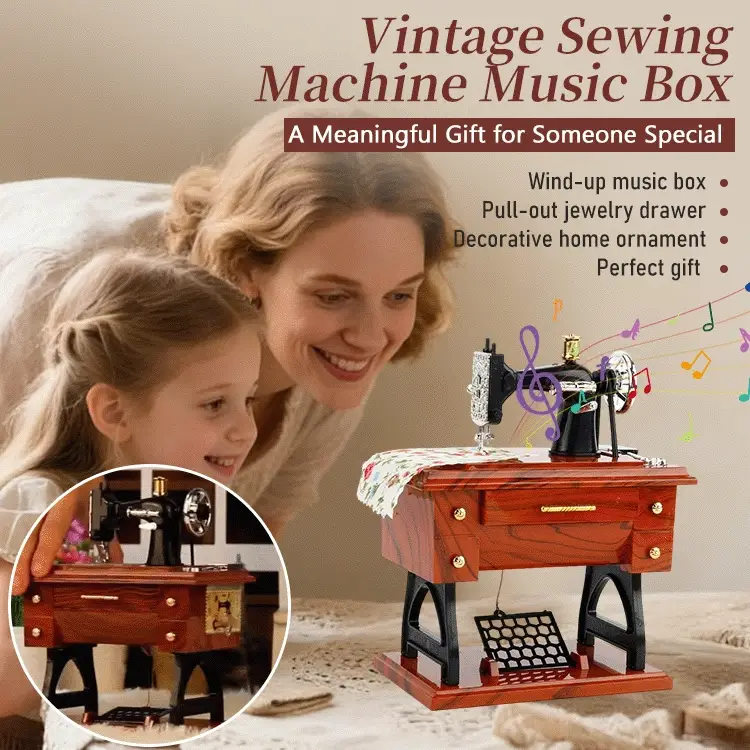 Vintage Sewing Machine Music Box