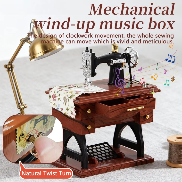 Vintage Sewing Machine Music Box - Image 2