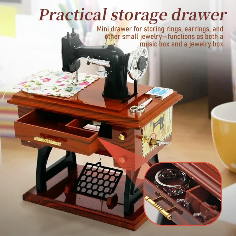 Vintage Sewing Machine Music Box - Image 3